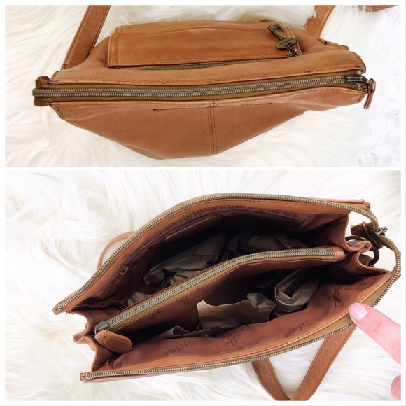 Fossil Tan Leather Crossbody Bag All Leather Strap - Picture 4 of 8